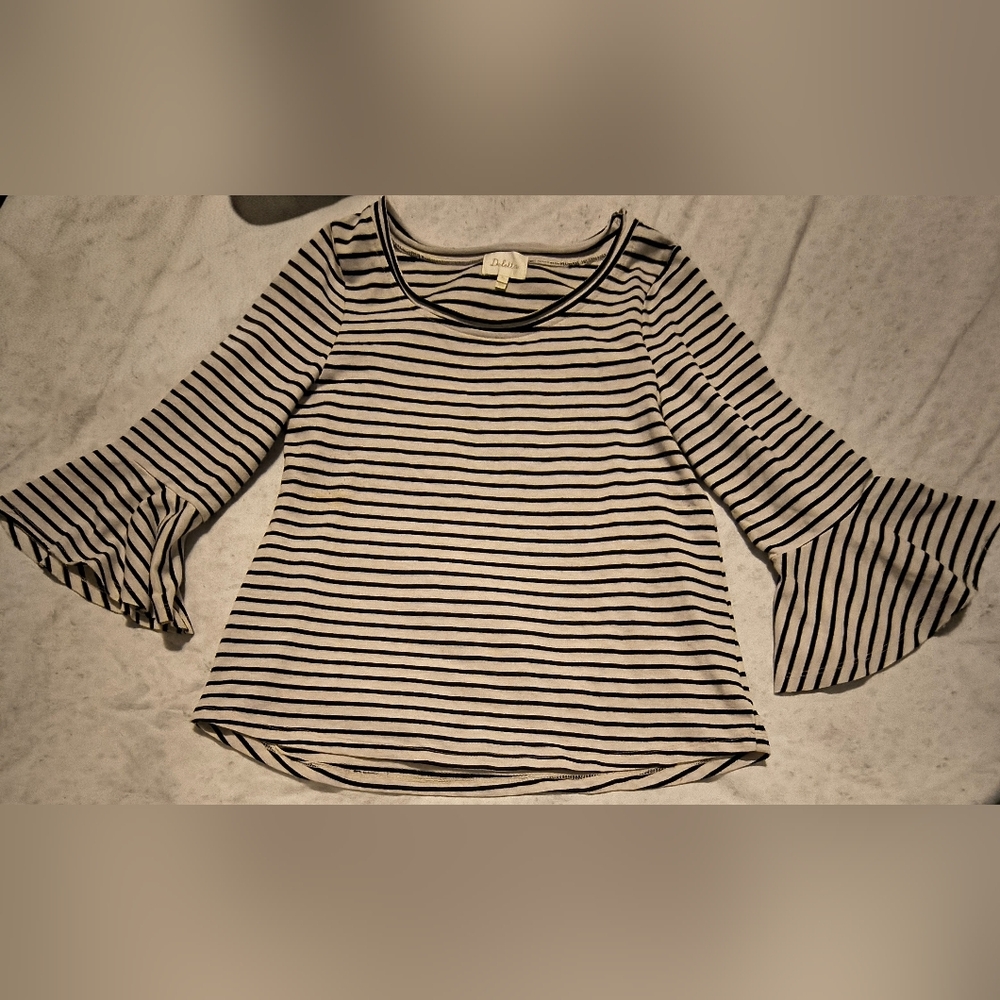 Anthropologie Black and White Striped Blouse